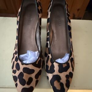 Vaneli Women's Tan and Black Animal Print Heels